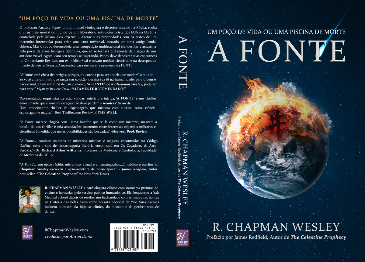 A Fonte, the Portuguese-language edition of The Well: full cover with the same burning earth and Portuguese title and back-cover copy.